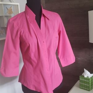 Pink Fitted Shirt w/Pink Rhinestones